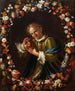 Child with a mask in a flower crown - Franz von Margety — artwork view