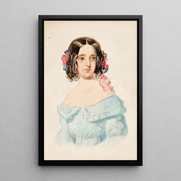 Portrait of a Young Girl - Franz von Matsch — framed artwork on a wall