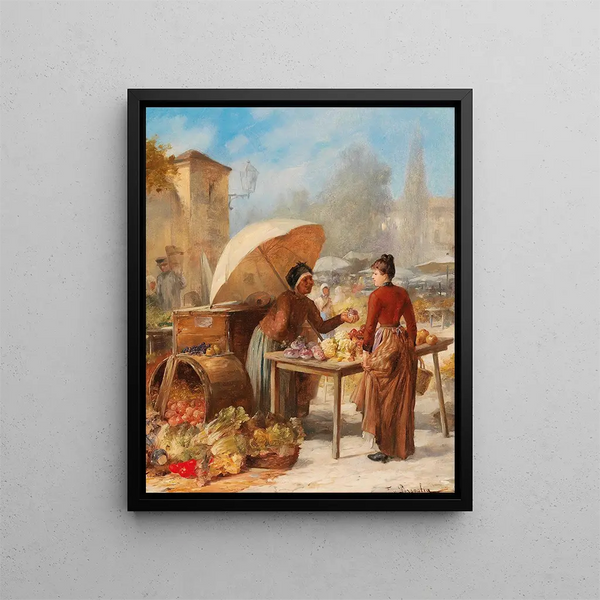 Market Scene - Franz von Persoglia — framed artwork on a wall