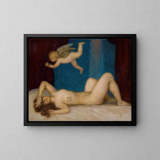 Danaé et la pluie d'or - Franz von Stuck — framed artwork on a wall