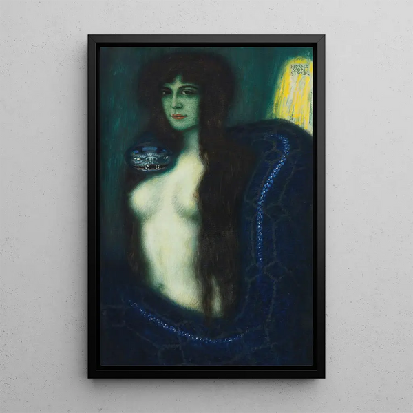 The Sin - Franz von Stuck — framed artwork on a wall