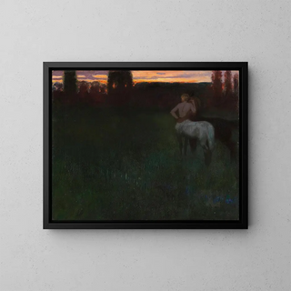 Sunset - Franz von Stuck — framed artwork on a wall
