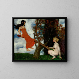 The Swing - Franz von Stuck — framed artwork on a wall