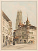 Fribourg, Switzerland, St. Nicholas Tower between the Grand Rue - Frédéric François d'Andiran — artwork view