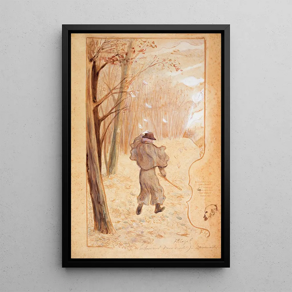 Paul Verlaine in a winter landscape - Frédéric Auguste Cazals — framed artwork on a wall