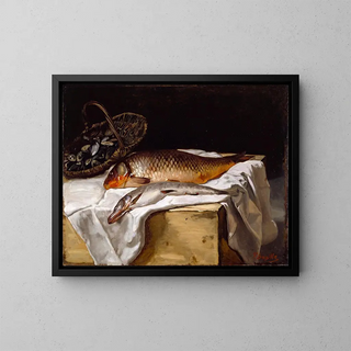 Still life with fish - Frédéric Bazille — framed artwork on a wall