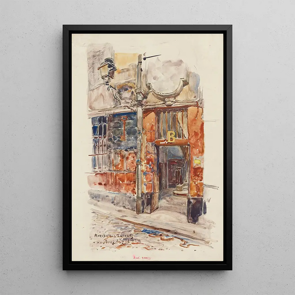 Between staircase B of the Marché des Enfants Rouges in 1907 3rd arrondissement - Frédéric Houbron — framed artwork on a wall