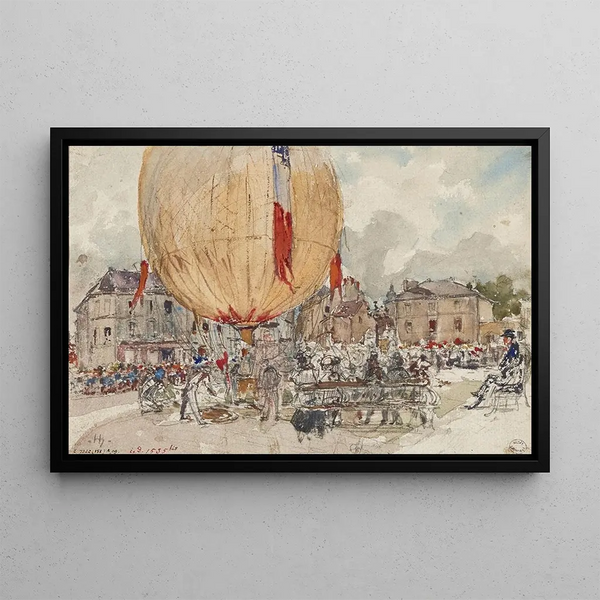Launching a hot air balloon - Frédéric Houbron — framed artwork on a wall