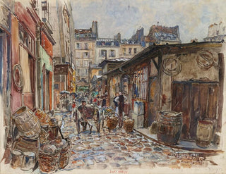 The Marché des Enfants Rouges in the West under the rain in 1907, 3rd arrondissement - Frédéric Houbron — artwork view