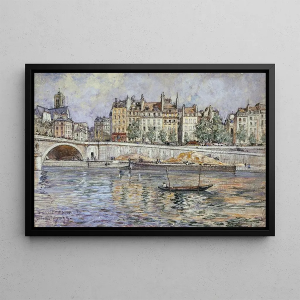 Le quai de l'Hôtel de Ville et le pont Louis-Philippe - Frédéric Houbron — framed artwork on a wall