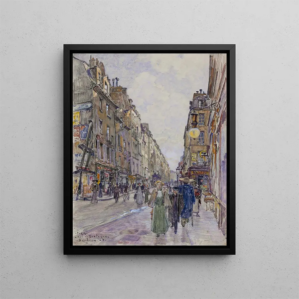 Rue de Bretagne in 1908 3rd arrondissement - Frédéric Houbron — framed artwork on a wall
