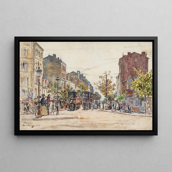 Tramways impériale dans une avenue de Paris en 1901 - Frédéric Houbron — framed artwork on a wall
