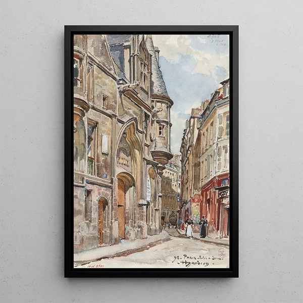 Hôtel de Sens painting 1 rue du Figuier in 1898 4th arrondissement - Frédéric Houbron — framed artwork on a wall