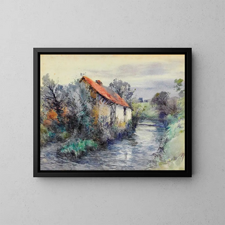 Landscape with a Cottage - Frederic Charles Vipond Ede — framed artwork on a wall