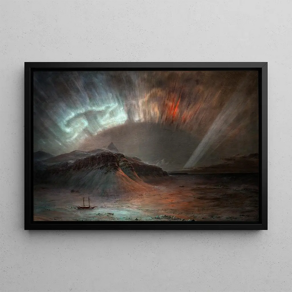 Aurora Borealis Painting - Frederic Edwin Church — framed artwork on a wall