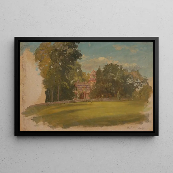 House in Hudson, New York - Frederic Edwin Church — framed artwork on a wall