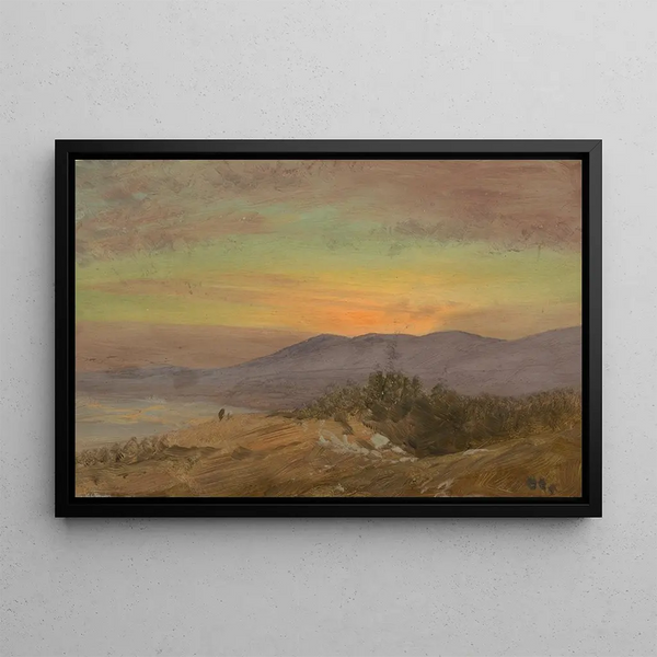 Sunset in the Hudson Valley - Frederic Edwin Church — framed artwork on a wall