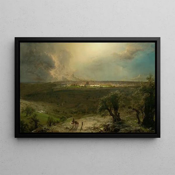 Jerusalem from the Mount of Olives - Frederic Edwin Church — framed artwork on a wall