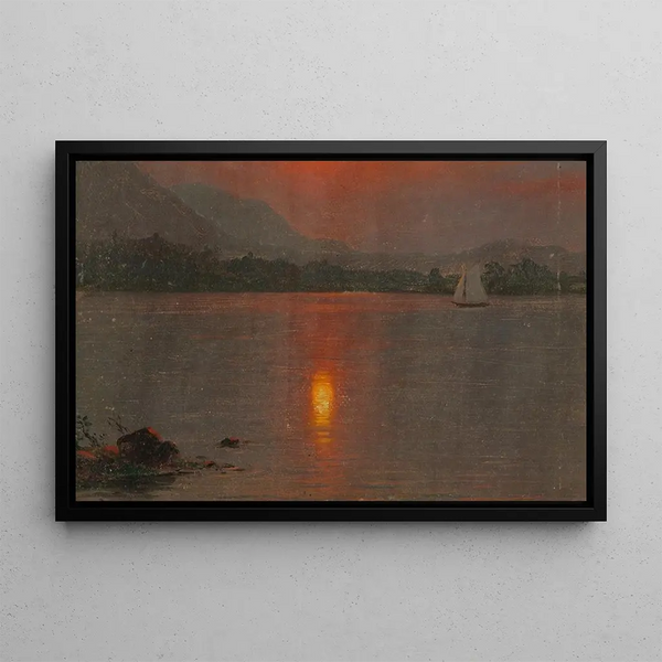 Sunset over Lake Millinocket - Frederic Edwin Church — framed artwork on a wall