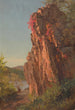 Landscape painting with a large rock possibly North Carolina - Frederic Edwin Church — artwork view