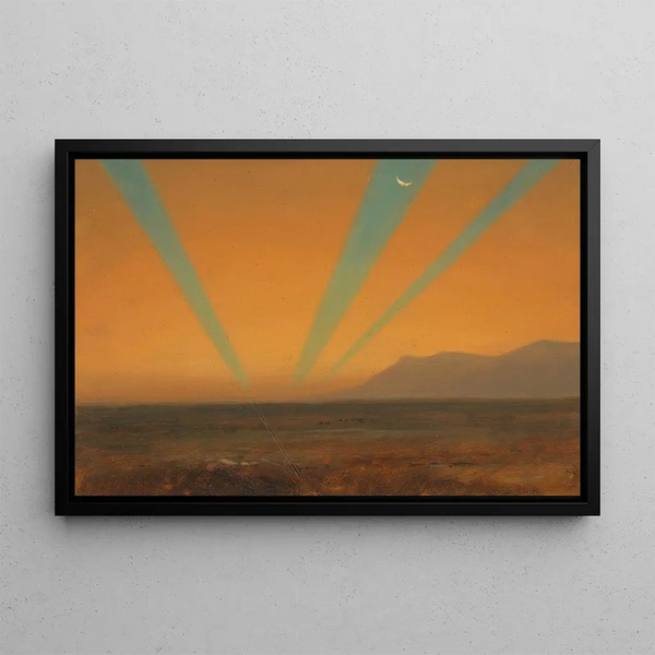 Landscape painting with sunset - Frederic Edwin Church — framed artwork on a wall