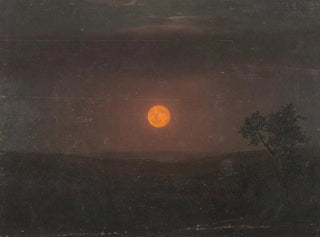 the Church Farm under moonlight - Frederic Edwin Church — artwork view