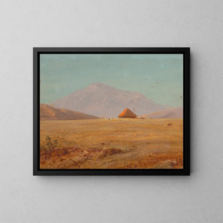 Plateau montagneux avec une cabane - Frederic Edwin Church — framed artwork on a wall
