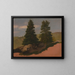 Landscape painting of New England with two pines - Frederic Edwin Church — framed artwork on a wall