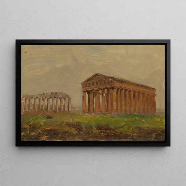 Paestum, Neptune Temple - Frederic Edwin Church — framed artwork on a wall