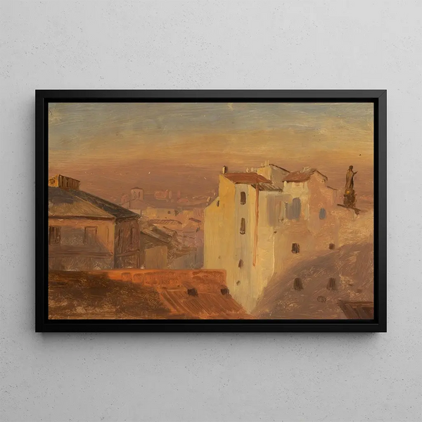 Toits de Rome, Italie - Frederic Edwin Church — framed artwork on a wall