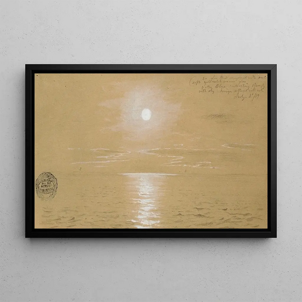 Marine landscape painting of Newfoundland, July 6, 1859 - Frederic Edwin Church — framed artwork on a wall