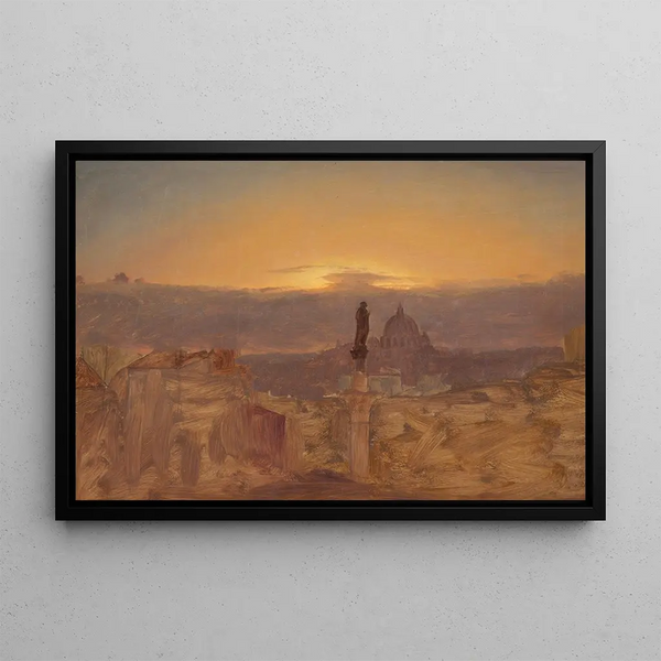 Basilique Saint-Pierre depuis le Pincio, Rome - Frederic Edwin Church — framed artwork on a wall