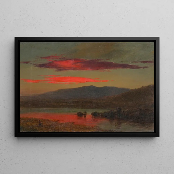 Sunset over the Hudson, New York - Frederic Edwin Church — framed artwork on a wall