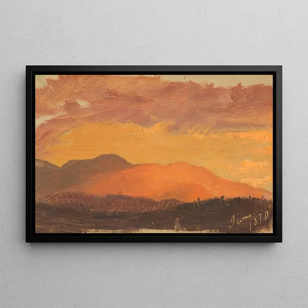 Sunset in the Hudson Valley - Frederic Edwin Church — framed artwork on a wall