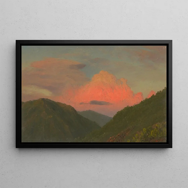 Sunset over the Jamaican Antilles Hills - Frederic Edwin Church — framed artwork on a wall