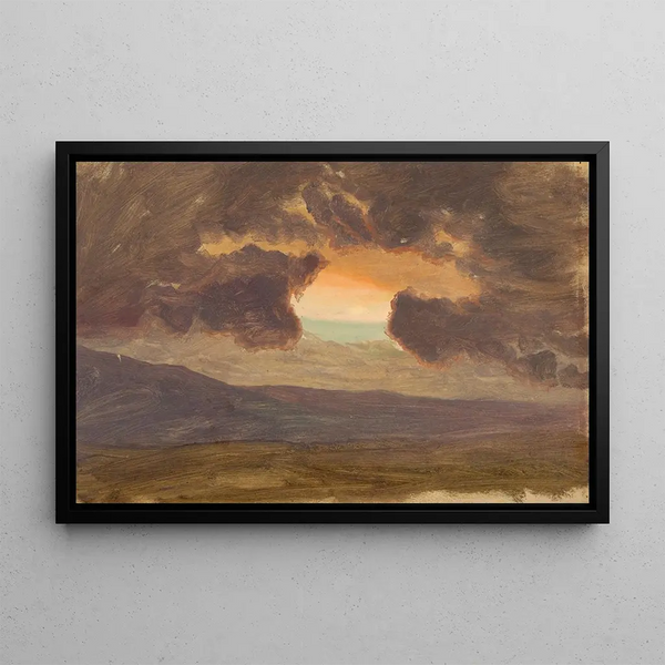 Sunset over Bare Hills - Frederic Edwin Church — framed artwork on a wall