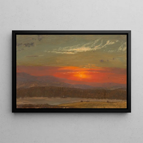 Sunset over the Catskills - Frederic Edwin Church — framed artwork on a wall