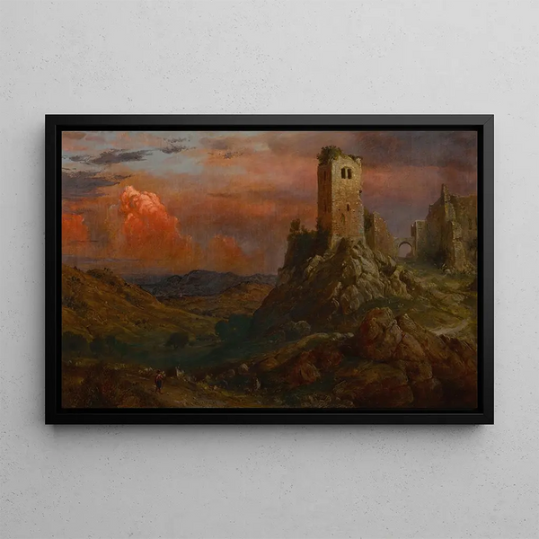 Watchtower in Italy - Frederic Edwin Church — framed artwork on a wall