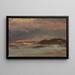 Winter landscape painting with blue hill at sunset, Hudson, New York - Frederic Edwin Church — framed artwork on a wall