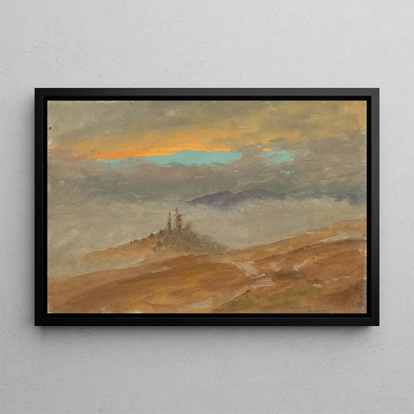 Winter Landscape Painting of Zuarry Hill at Twilight - Frederic Edwin Church — framed artwork on a wall