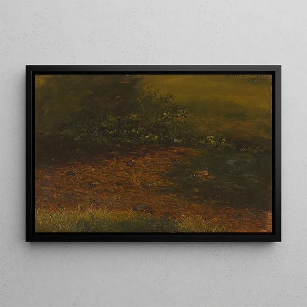 Stream in the Catskills Forest - Frederic Edwin Church — framed artwork on a wall