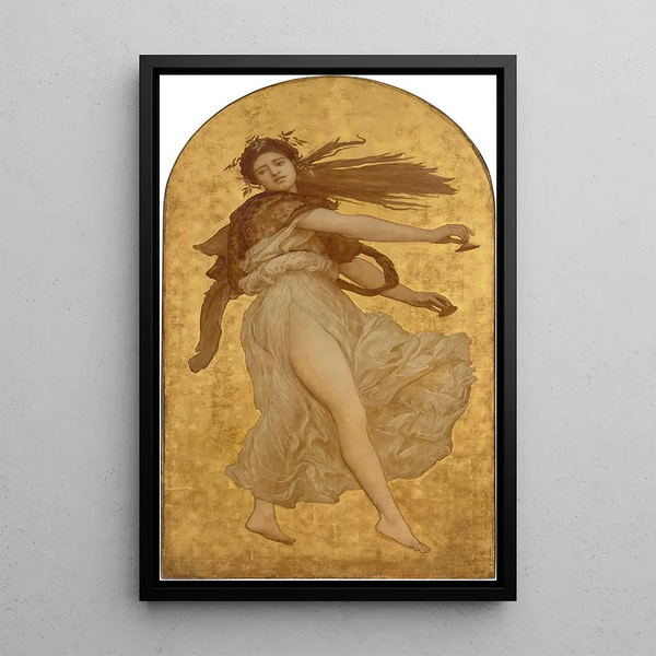 A dancer with cymbals in a white dress - Frederic Leighton — framed artwork on a wall