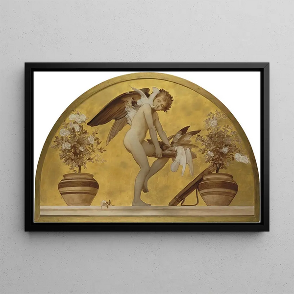 Cupid and doves - Frederic Leighton — framed artwork on a wall