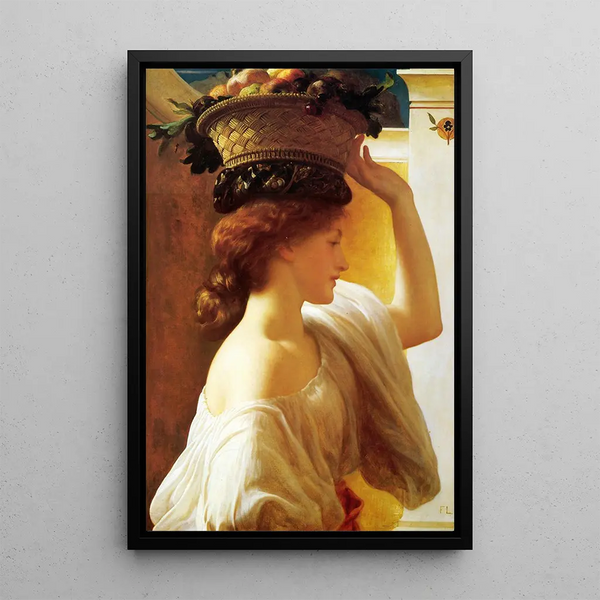 Girl with a Fruit Basket - Frederic Leighton — framed artwork on a wall