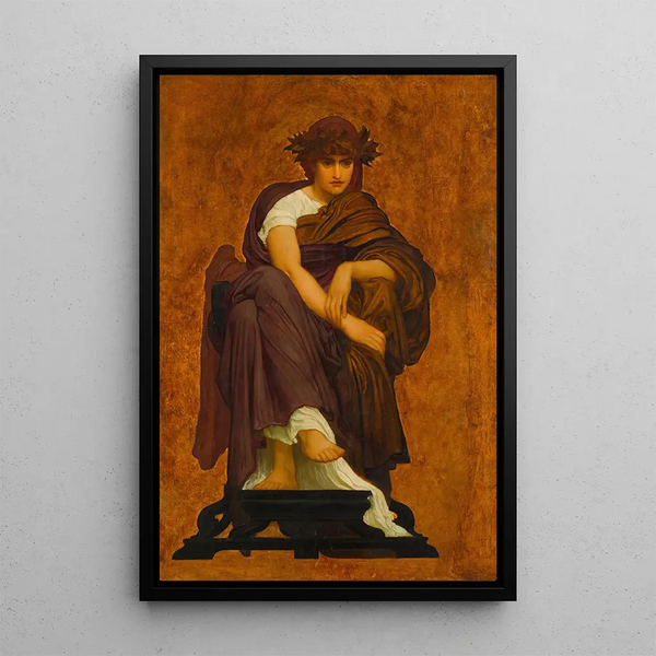 Mnémosyne, Mother of the Muses - Frederic Leighton — framed artwork on a wall