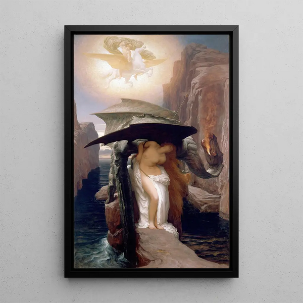 Perseus and Andromeda - Frederic Leighton — framed artwork on a wall