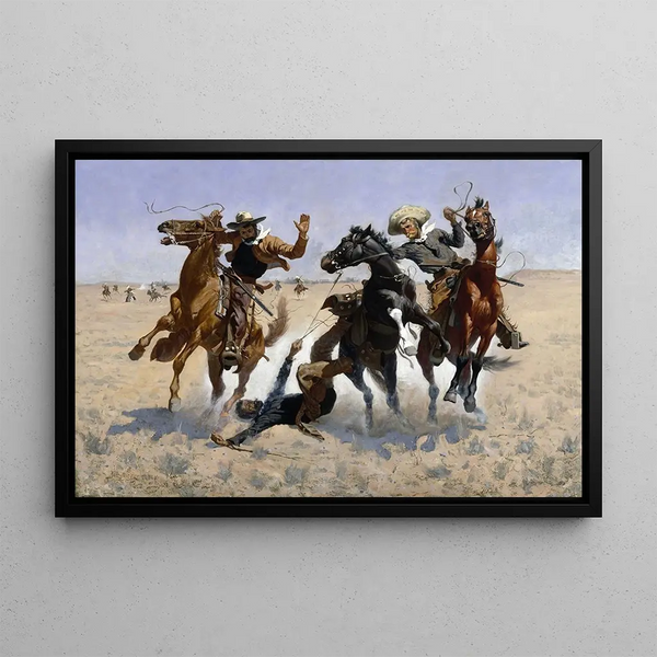 Aider un camarade - Frederic Remington — framed artwork on a wall