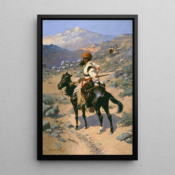 Indian trapper - Frederic Remington — framed artwork on a wall