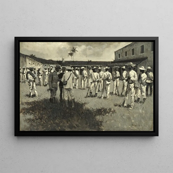 Dissolution de l'armée de Gomez - Frederic Remington — framed artwork on a wall