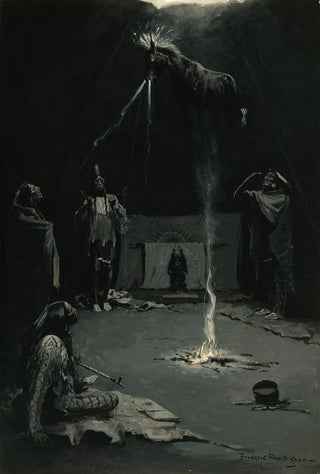 Frederic Remington - Indian Fire God The Going of the MedicineHorse.webp